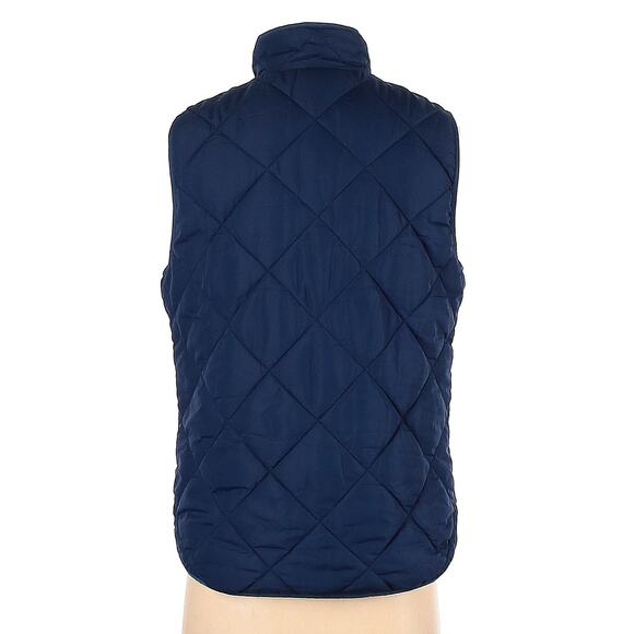 J Crew Quilted Zip Up Vest Blue Polyester Sleeveless Pockets Size S - Picture 2 of 3